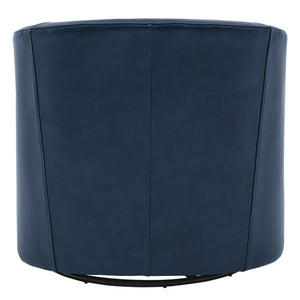 Walsh Top Grain Leather Swivel Arm Chair In Garrett Blue