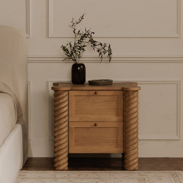 Treccia 2 Drawer Nightstand in Oak