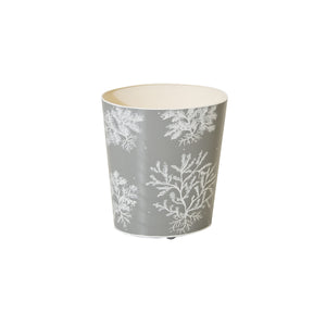 GREY AND WHITE WASTEBASKET