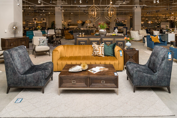 Claire Upholstered Velvet Sofa in Amber with Channel-Tufted Design