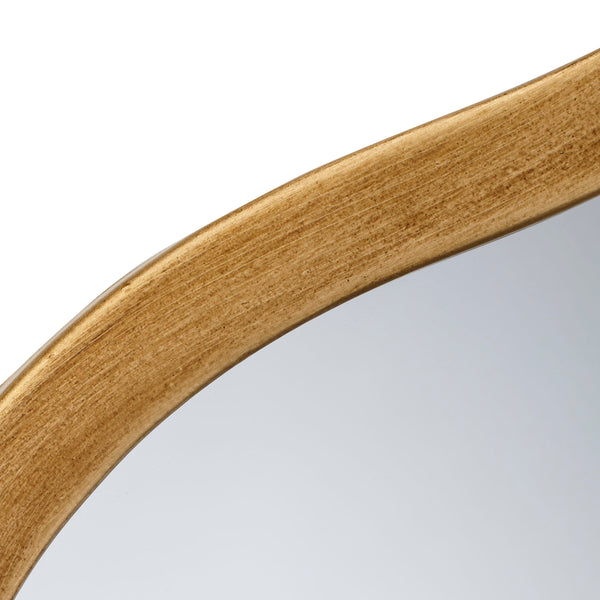 Aurora Wavy Iron Floor Mirror, Antique Brass