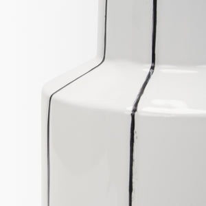Dinah Small White w/ Black Stripes  Ceramic Vase