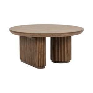 Vander Solid Wood Round Coffee Table with Oak Veneer