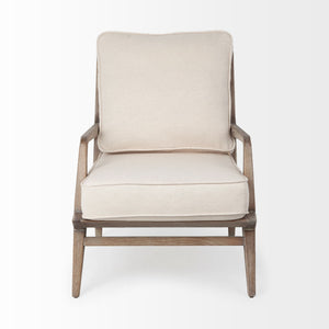 Harman II Off-White Fabric Seat w/ Wood Frame Accent Chair