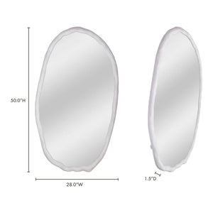 Foundry Oval Mirror White with Aluminum Frame