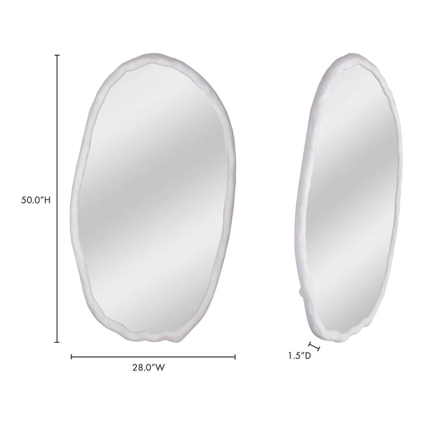 Foundry Oval Mirror White with Aluminum Frame
