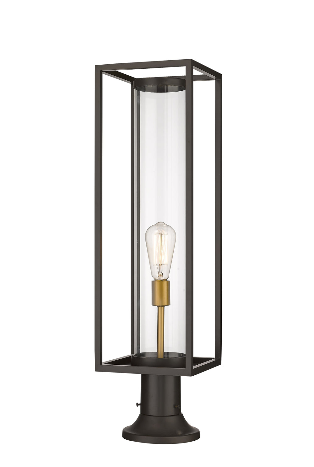 Dunbroch 1 Light Outdoor Pier Mounted Fixture in Deep Bronze + Outdoor Brass Finish