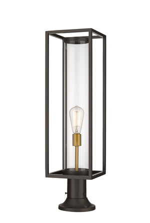Dunbroch 1 Light Outdoor Pier Mounted Fixture in Deep Bronze + Outdoor Brass Finish