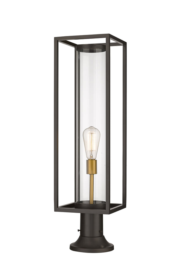 Dunbroch 1 Light Outdoor Pier Mounted Fixture in Deep Bronze + Outdoor Brass Finish