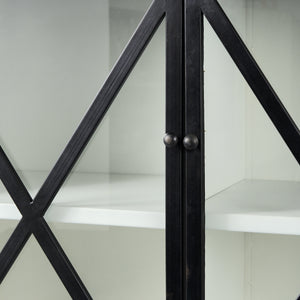 Dimitra 62.0L x 32.0W x 36.0H Dark Iron W/Glass Doors Kitchen Island