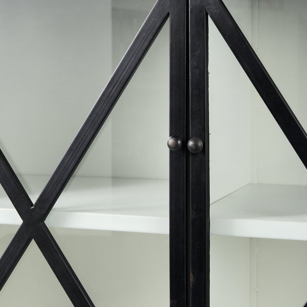 Dimitra 62.0L x 32.0W x 36.0H Dark Iron W/Glass Doors Kitchen Island