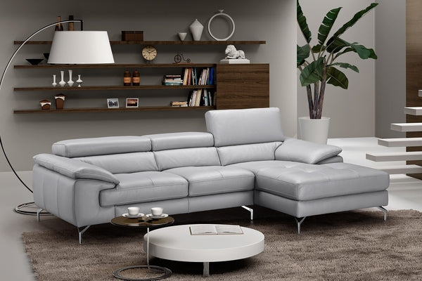 Kieran Premium Leather Sectional in Right Hand Facing Chaise 
