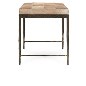 Achen Hide Bench with Hammered Iron Frame - Canyon Sand