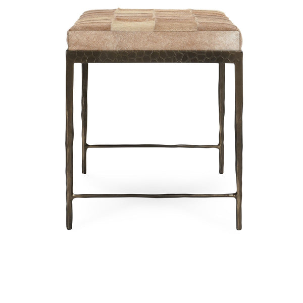 Achen Hide Bench with Hammered Iron Frame - Canyon Sand