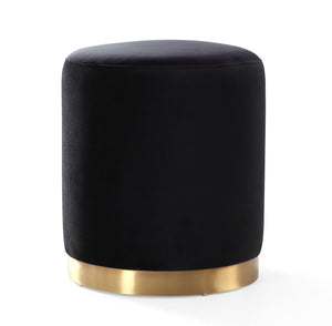 Opal Black Velvet Ottoman -Gold Base