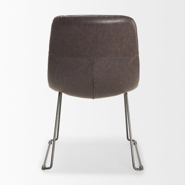 Sawyer I Dark Brown Faux-Leather Seat Black Iron Frame Dining Chair