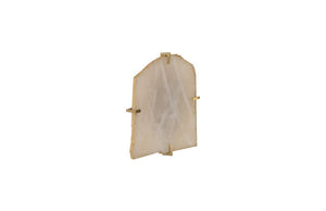 Gem Wall Slice in Brass Setting, Rose Quartz