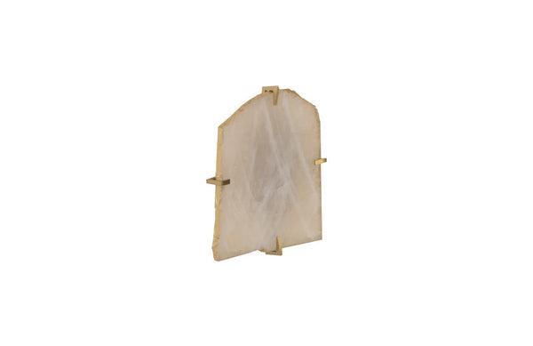 Gem Wall Slice in Brass Setting, Rose Quartz