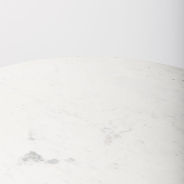Maxwell 32" Round White Marble Tabletop w/ Blonde Wood & Black Metal Accent Pedestal Bistro Table