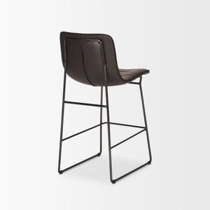 Meritt 37"H Black Faux-Leather Seat W/ Black Metal Frame Stool