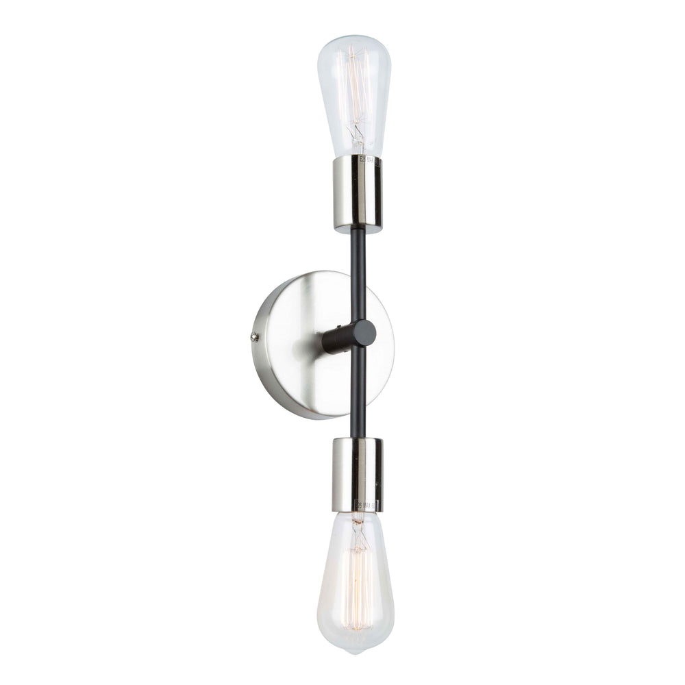 Truro 2 Light Wall Light in Black & Brushed Nickel