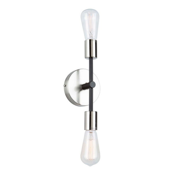 Truro 2 Light Wall Light in Black & Brushed Nickel