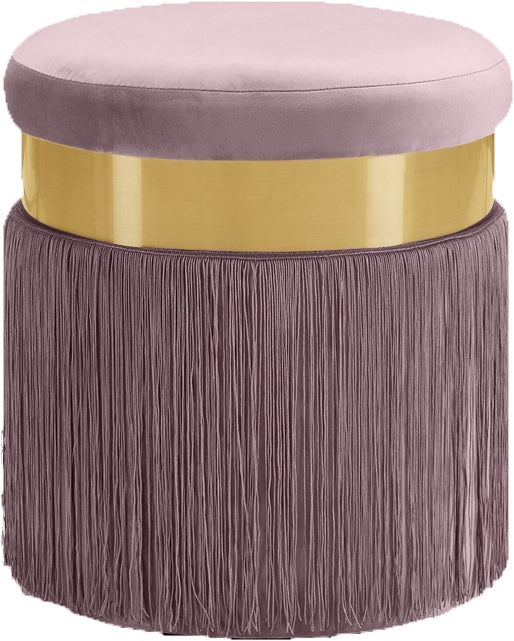 Edna Ottoman/Stool In Pink Velvet