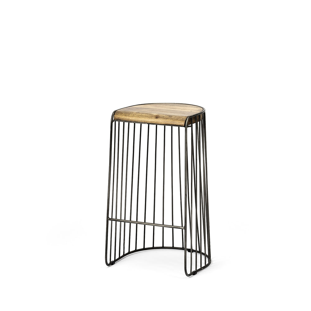 Seagram 30.5" Seat Height Brown Seat Black Metal Frame Stool