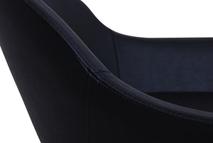 Chelsea Swivel Lounge In Black Leather