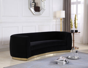 Crystal Sofa In Black Velvet and Gold