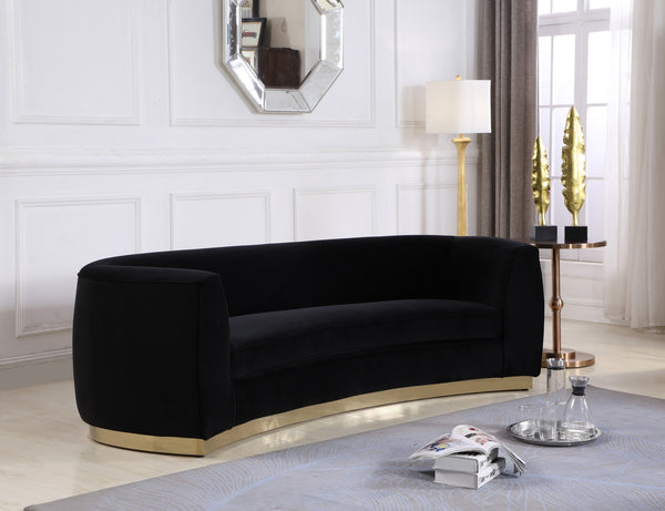 Crystal Sofa In Black Velvet and Gold