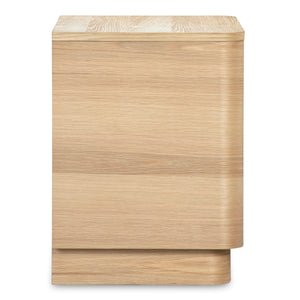 Round Off Tall Nightstand in Natural Oak