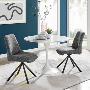 Viona Fabric Swivel Dining Side Chair In Blazer Dark Gray (Set of 2)