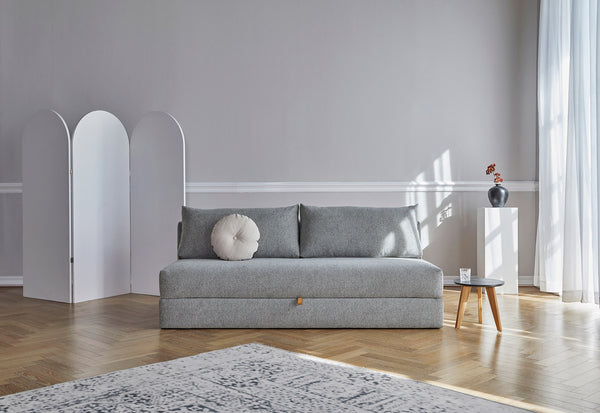 OSVALD FULL SOFABED in MELANGE GREY FABRIC WITH Black steel LEGS 538