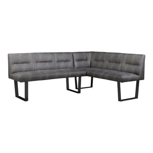 Moe's Hanlon 4-Seater Corner Bench Dark Grey