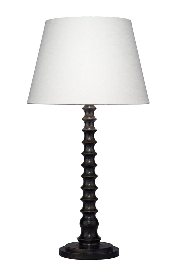 Revolution Wood Table Lamp with Linen Shade, Black