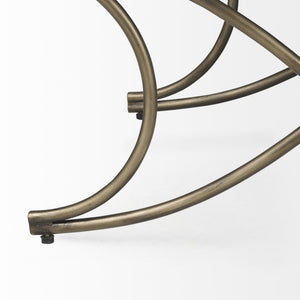 Ayla 55L x 17.6W x 18H Light and Dark Gray Fabric Seat W/ Antique Gold Metal Frame Bench