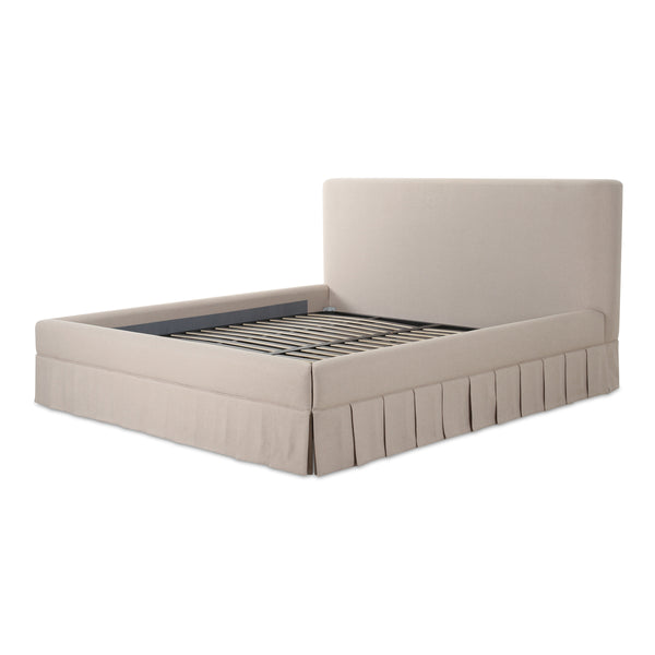 Maren Queen Bed in Beige Upholstery