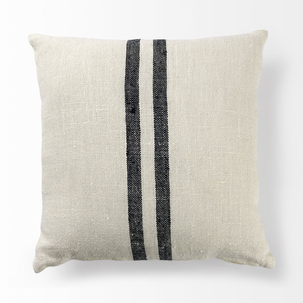 Sandra 18 x 18 Beige With Blue Stripes Decorative Pillow Cover