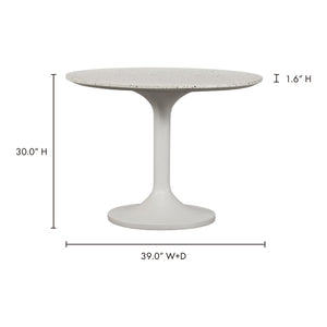 Moe's Tuli Outdoor Cafe Table in White Terrazzo