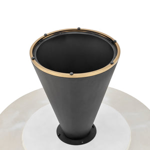 Geneva KD Ceramic Top 51" Round Dining Table w/ Gold Trim, Marble/Black  