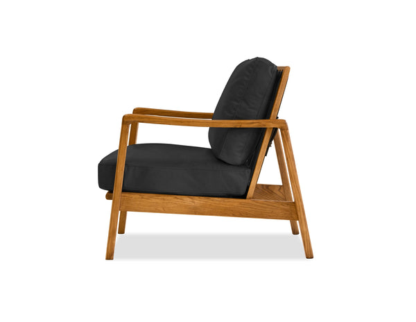 CRAFTSMAN Occasional Chair in Natural ash wood frame/black leather