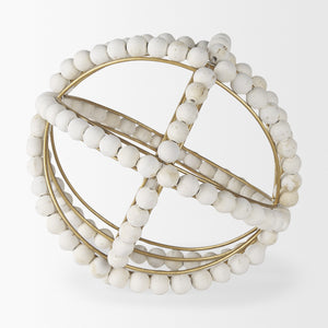 Espanlade II Large 11L x 11W White Wooden Beaded Orb