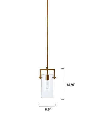 Cambrai Brass & Glass Pendant, Small