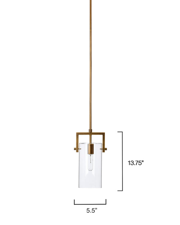 Cambrai Brass & Glass Pendant, Small