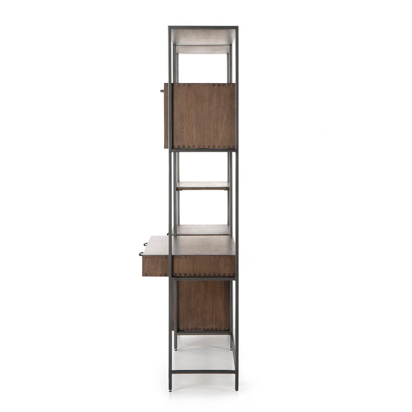 Trey Modular Wall Desk W/ 1 Bookcase - Auburn Poplar