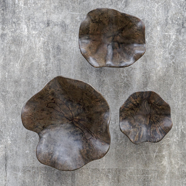 Two Wood Wall Décor In Mocha, S/3