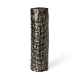 Kona III Large Black/Gold Cylindrical Ceramic Vase