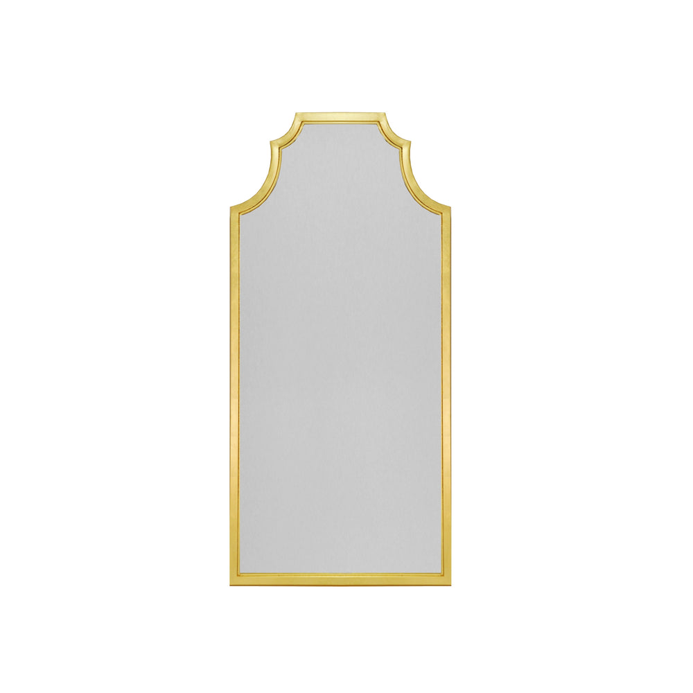 PAGODA STYLE FLOOR MIRROR WITH GOLD LEAF FRAME