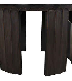 Fluted Side Table, Pale with Light Brown Trim